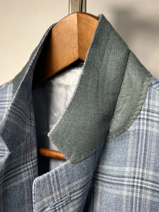NWT WALTER MORTON 45XL Light Blue Plaid 2 Btn 100% Wool Blazer Made in USA - Picture 6 of 8